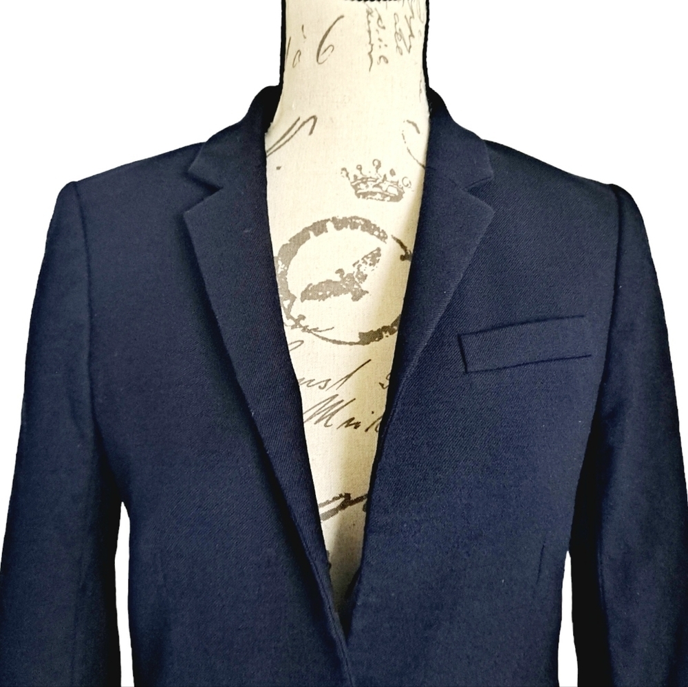 SOLD J. Crew Regent Wool blend navy blue Flannel preppy office blazer Jacket 4 - Picture 6 of 17